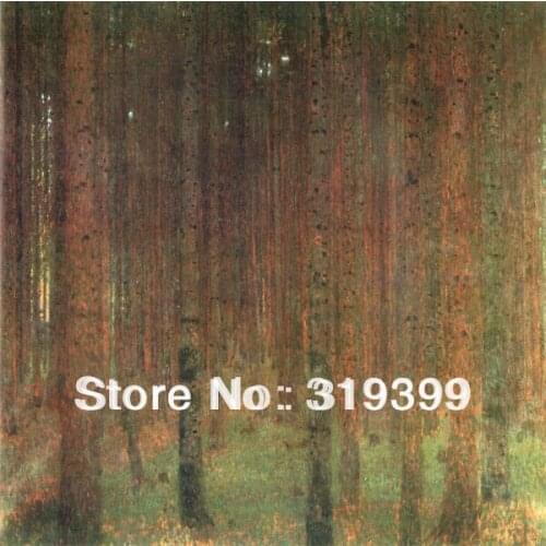 100% handmade Oil Painting reproduction on Linen Canvas,Fir Forest II by Gustav Klimt,Free fast ship,Handmade,Museum Quality