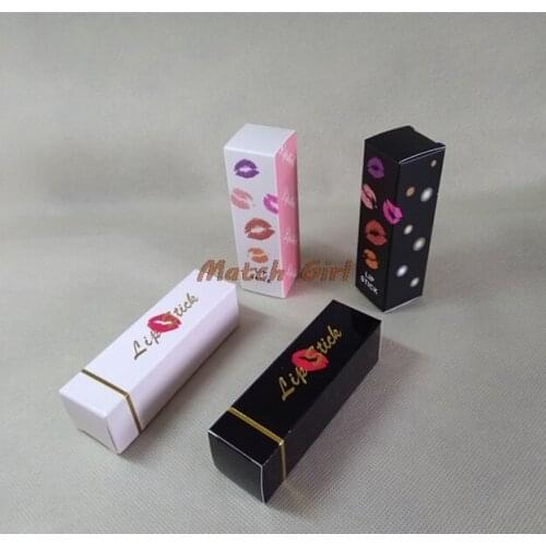 100pcs/lot- 2.5*2.5*8.5cm Black White Lip Print Paper Box Lipstick Packaging Boxes for Sample Party Favor