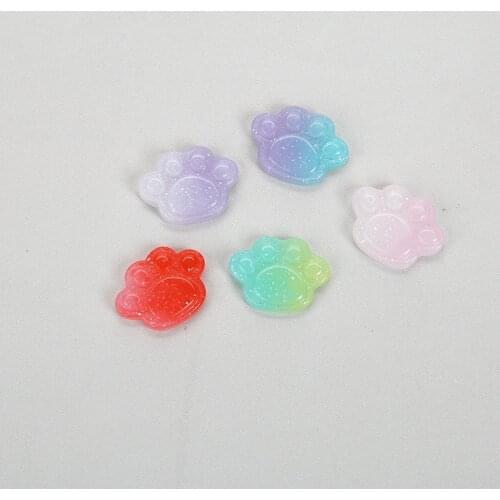 20pcs /lot 15*12mm Very Cute Multicolor FlatBack Resin Little Bear Paw Resin Cabochon ,Hair Deco Parts