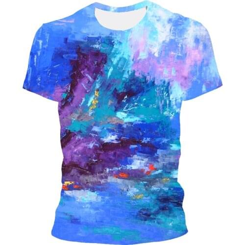 2021 Oil Painting 3D Printing T-shirts, the Latest All Kinds of Good-looking Color-blocking Mens T-shirts, Art T-shirts