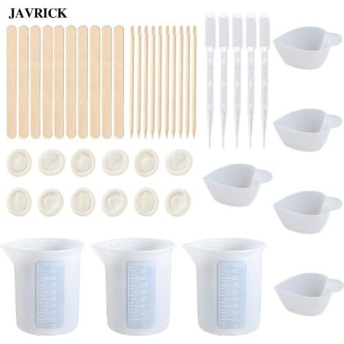 43 Pcs Resin Glue Tools Set Measuring Mixing Cup Dropper Stirring Sticks Finger Cots UV Epoxy Resin DIY Jewelry Making Tool Kit