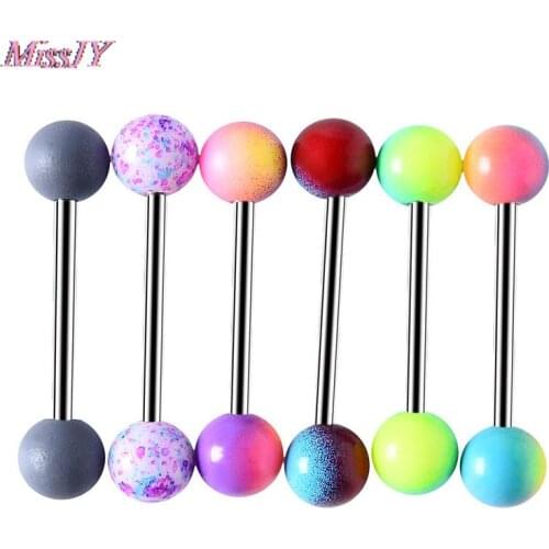 6Pcs/set Mix Stainless Steel Ball Barbell Tongue Rings Nipple Piercing Body Jewelry