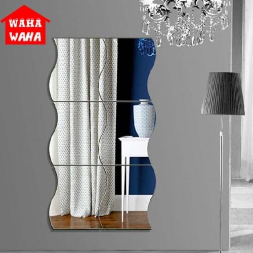 6 Piece Mirror 3D DIY Wall Sticker Art Wall Decor Mirrored Decorative Sticker Home Decorative Living Room Interior Decoration