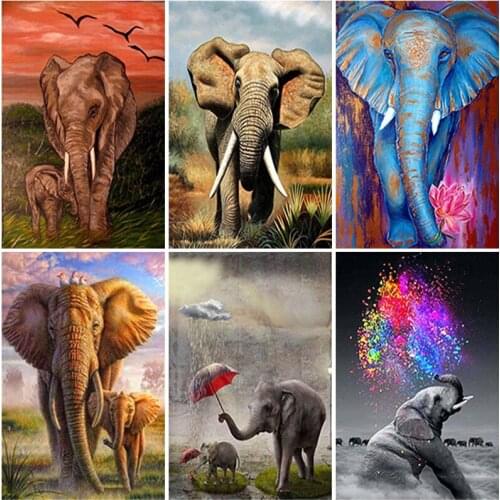 5D Elephant Diamond Painting Cross Stitch Full Square/Round Drill DIY Animals Diamond Embroidery Rhinestone Mosaic Home Decor