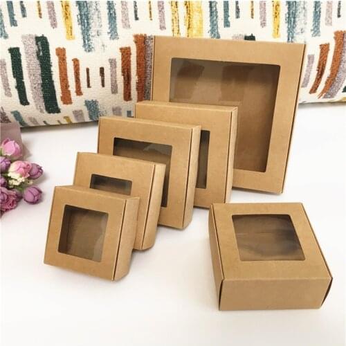 Free shipping 20pcs kraft Packing Paper Gift Box, Kraft Box for Packaging,foldable square candy boxes ,Towel box