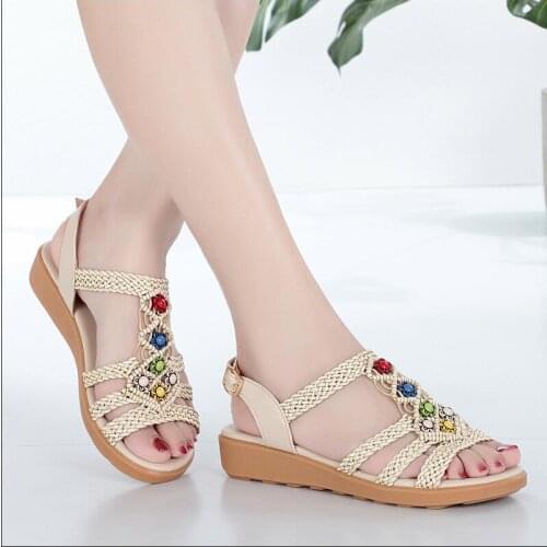 New Arrival Women Fashion Bohemia Sandals Summer New Flat Bottomed Shoes Female Antiskid Beach Shoes shoes for women sandals
