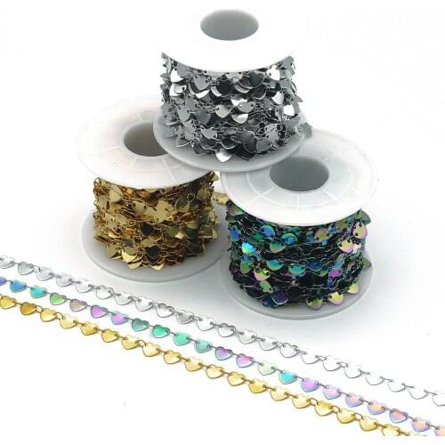 10 Meters 100% Stainless Steel 4mm Heart DIY Jewelry Chain Wholesale OEM Order Accepted Earring Finding Never Fade