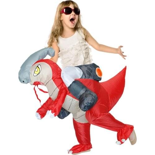 Halloween Kids Dinosaur Inflatable Costumes Girl Purim Mascot Carnival Party Dress Carry Me Cosplay Parasaurolophus Dino Costume