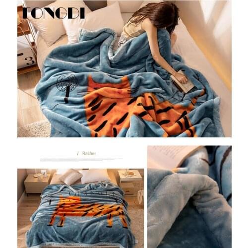 TONGDI Soft Warm Fannel Fleece Fur Children Cartoon Blanket Printing Winter Couch Cover Bed Sofa Machine Wash Plush Bedspread