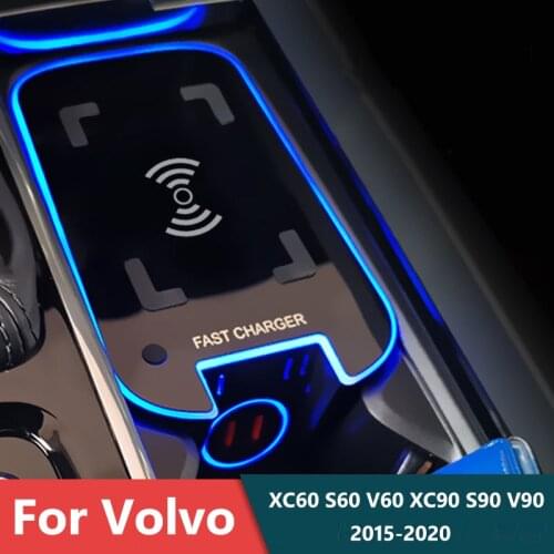 15W for Volvo Apple mobile phone fast charger XC60 S60 V60 XC90 S90 V90 car mobile phone wireless charging board