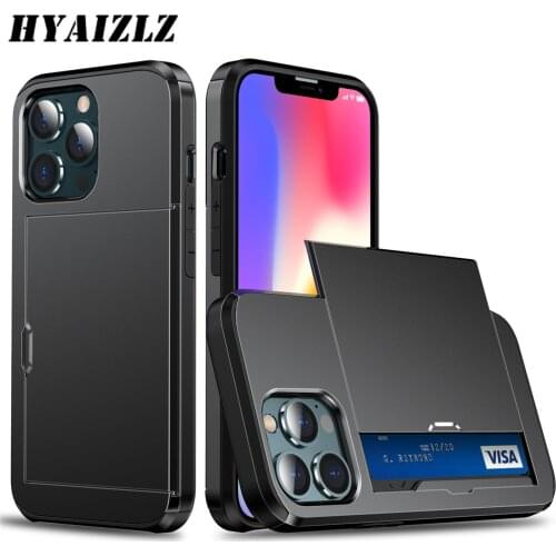Hybrid Card Holder Back Cover for iPhone 13 Pro Max 13 Mini Armor Wallet Phone Case Dual Layer Shockproof Rugged Protect Coque