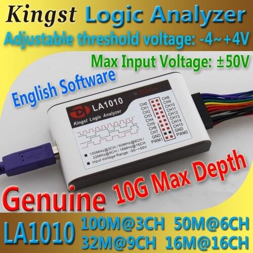 Kingst LA1010 USB Logic Analyzer 100M max sample rate16 Channels10B samples MCU ARM FPGA debug tool Oscilloscopes