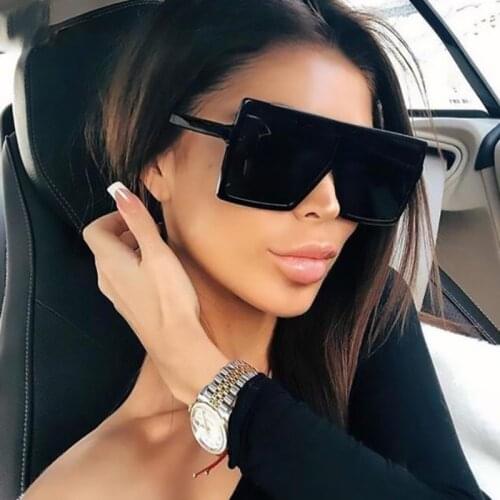Classic Oversized Square Sunglasses Plastic Black Shades Women Luxury Designer Flat Top Sun Glasses For Men Big Frame Eyewear