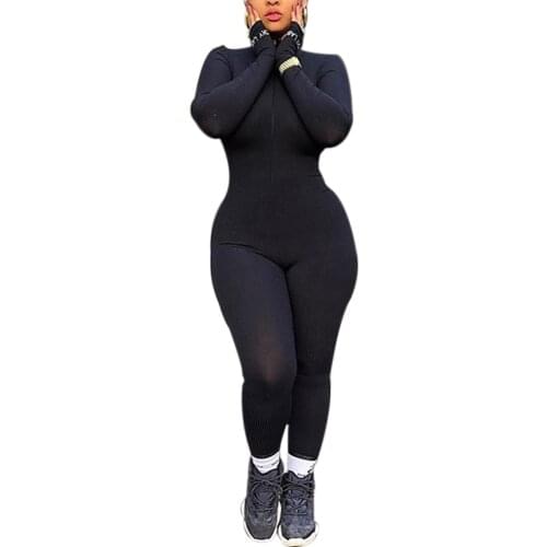 Women Flexible Tracksuit Long Sleeve Zipper Jumpsuit Pants Overall Sports Fitness Female Clothes Skinny Romper