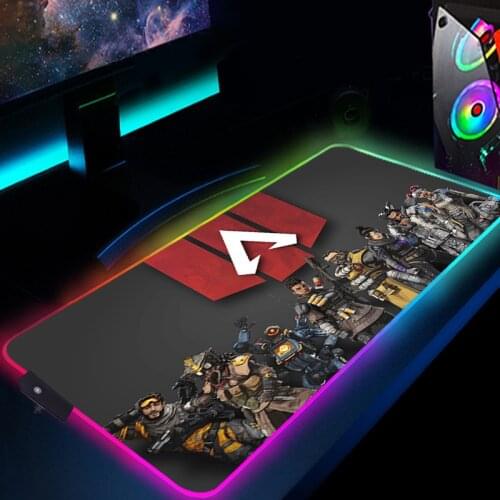 RGB Mouse Pad Apex Legends Anime Gaming Mousepad Gamer Large LED Black Rubber Mouse Mat PC Keyboard Pad For Computer Laptop Pad