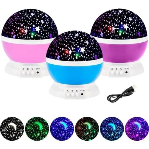 LED Star Projector Lamp Children Bedroom Christmas Night Lights Rotated Starry Moon Galaxy Projector Baby Room Table Lamp Decor
