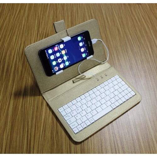 Mobile Phone Case with wired USB Keyboard mouse Pure Color Leather Flip Cover for Android Cellphones Xiaomi Huawei Samsung Meizu