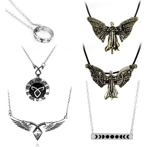Fashion Jewelry The Mortal Instruments City of Bones Necklace Angelic Power Runes Shadowhunters Pendant Necklace Men Women Gift