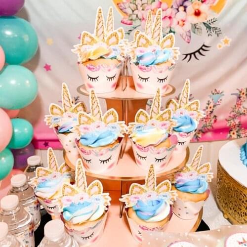 Rainbow Unicorn Cupcake Wrappers Set Unicorn Decorations for birthday girl party favors Unicorn Cake Topper Birthday Party Decor