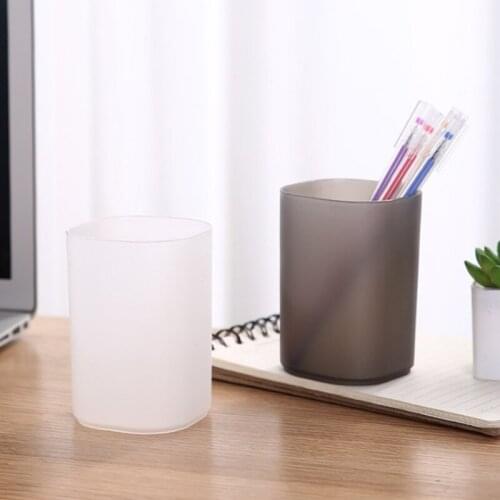 Desktop Transparent Pen Holder Scrub Simple Storage Box Multi-function Office School Storage Tube Student Stationery Supplies