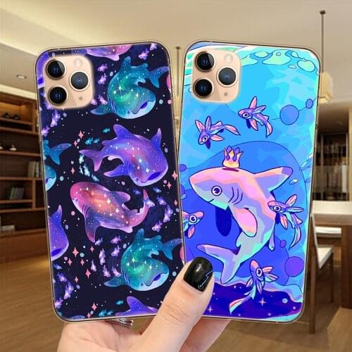 Cosmic Whale Shark Phone Case For iPhone 11 12 Pro XS Max X XR 7 8 Plus 6 6S 5S SE 2020 12Mini Transparent Soft Silicone Cover