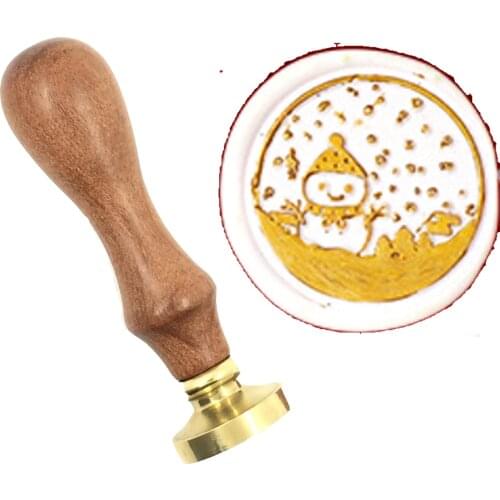 Merry Christmas New Year wax seal snowman wood handle wax,DIY Scrapbooking wax stamp copper head,Vintage and high quality05