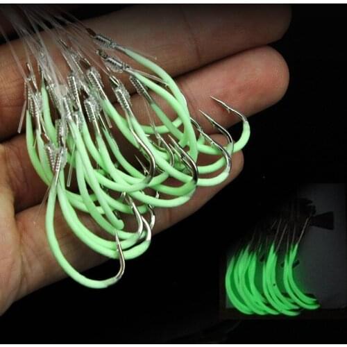 Night Fishing Hook Glow in Dark String Hooks 12-15# Luminous Crank Nake Single Fishhook Fresh&Saltwater