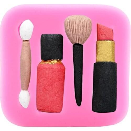 Makeup Brush Silicone Mold DIY Clay lipstick Perfume Chocolate Fondant Mold Cake Decoration Soft Clay Mold Baking Tools