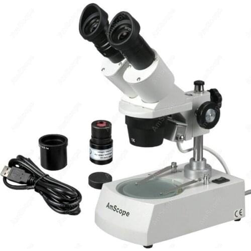Stereo Microscope--AmScope Supplies 10X-20X-30X-60X Stereo Microscope with Two Lights + USB Camera