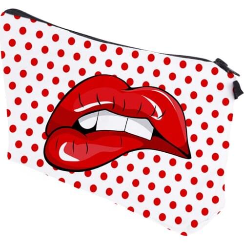 Biting Lips Storage Bag Red Lips Large Capacity Cosmetic Bag Travel Pouch for Women Girls S55