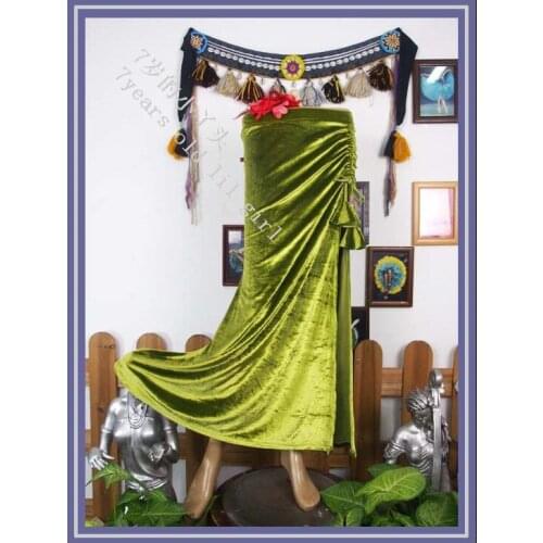Bellydance Costume Tribal Fusion velvet skirt with Open Slit SRA12