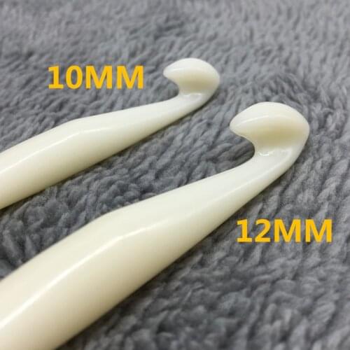 1Set 2PCs Pure White Plastic Handle Crochet Hook Knitting Needles Thick Head Tools DIY Crafts Accessories 10mm/12mm