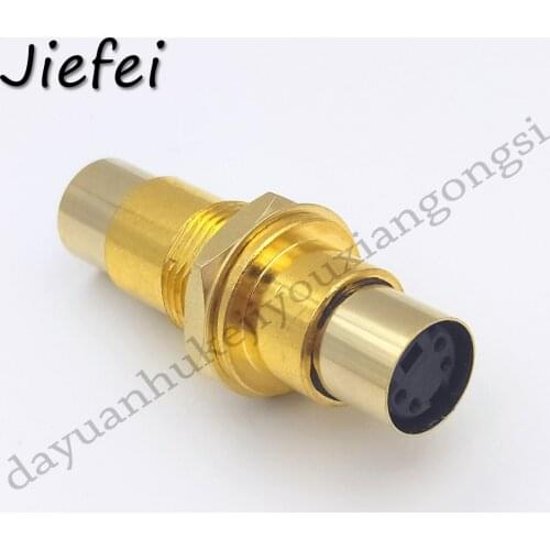 10-50PCS Gold plated S-Video Coupler Adapter 4 Pin Mini Din Wall/Panel To Female Plate/Chassis Mount