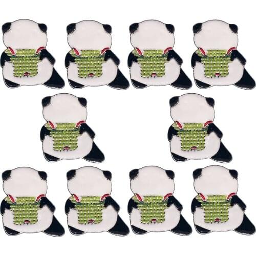 10Pcs Cute Panda Enamel Pin Cartoon Animals Brooches Badge Women Men Backpack Clothes Lapel Pins Jewelry For Kids