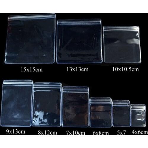 100pcs- 0.25mm transparent PVC Packaging jude earring Plastic bags jewelry storage bags Anti Oxidation Zipper resealable