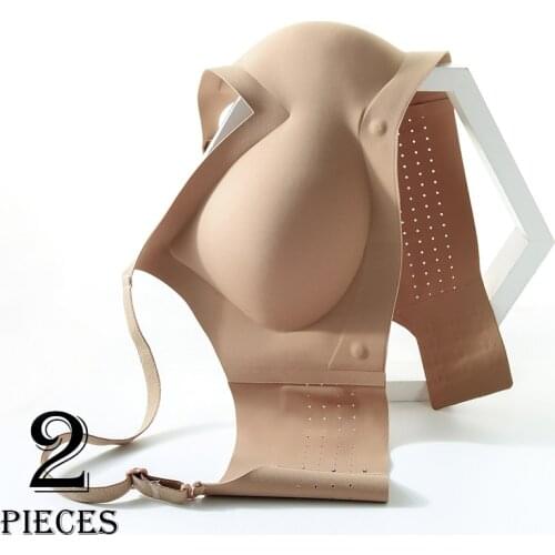 2pcs/set Volcanic Energy Stone Underwear No Steel Ring No Trace Side Ratio Breathable Holes Adjustable Shoulder Straps Women Bra