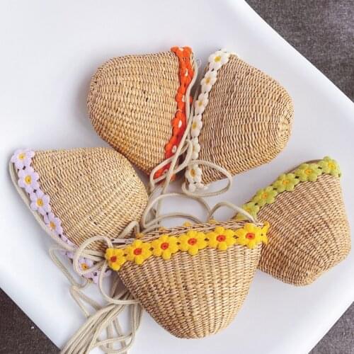 2021 Children Flower Straw Bag Summer Cute Girl Baby Cross Bag