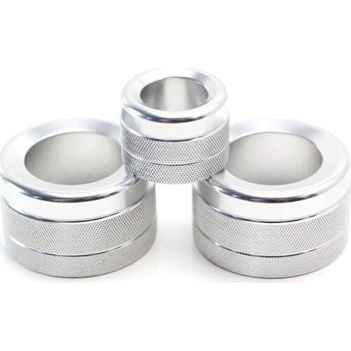 3Pc Silver AC Climate Control Radio Volume Knob Ring Cover Compatible for F10 F11 5 Series 5GT, 11-17 F12 F13 6 Series