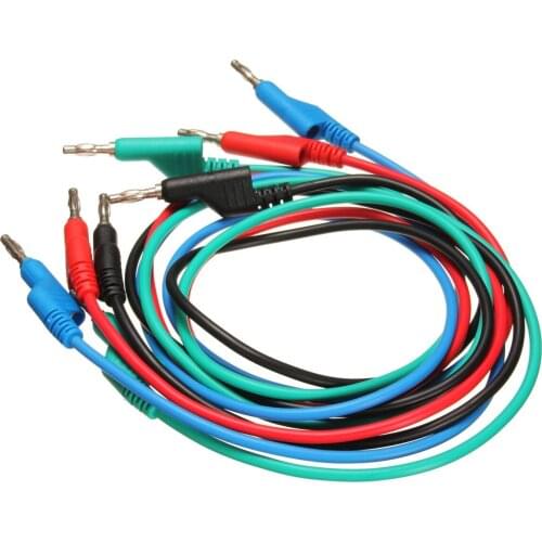 4pcs 1M 4mm Banana to Banana Plug Soft Silicone Test Cable Lead for Multimeter 4 Colors