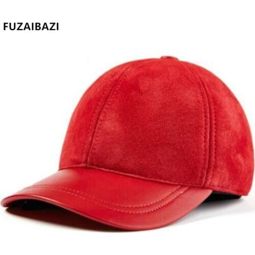 FUZAIBAZI New Adjustable Size Thin Sheepskin Baseball Cap For Men Women Autumn Fashion Genuine Leather Brands Snapback Caps