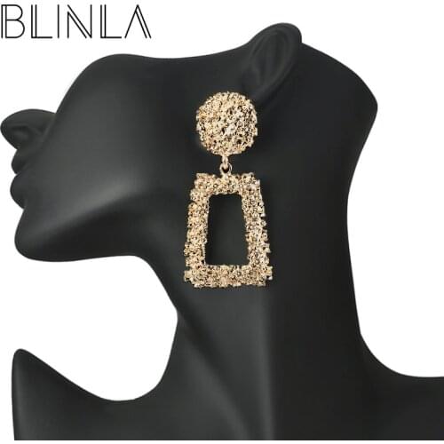BLINLA Fashion Hot Vintage Big Geometric Gold Drop Earrings for Women 2019 Statement Jewelry Metal Female Dangle Hanging Earring