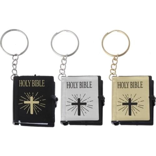 JAVRICK Mini English HOLY BIBLE Keychain Religious Christian Jesus Cross Keyrings Gift 2018 Hot Selling