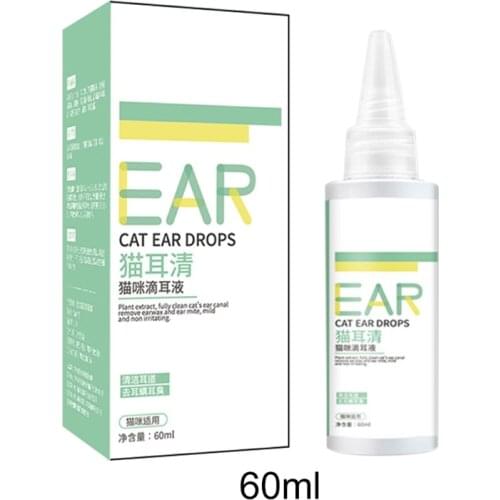 C5AD Cat Ear Cleaner Ear Drops with Plant Extract for removing Ear Mites Earwax Debris and Odor in Pets Ear Canal