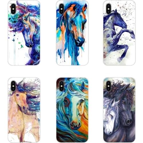 For Samsung Galaxy A3 A5 A7 A9 A8 Star A6 Plus 2018 2015 2016 2017 Accessories Phone Shell Covers Watercolor horse Running Horse
