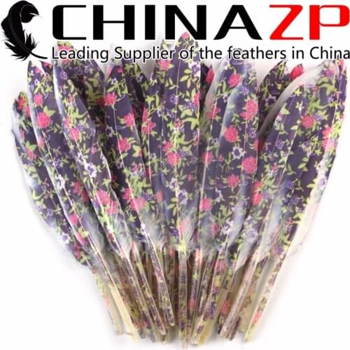 CHINAZP Wholesale Bulk Hand Painted Feather Customized Design Loose Printed Colorful Duck Feathers for Craft Decor