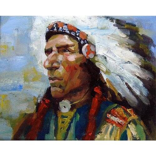 DIY Digital Painting By Numbers Package The indians oil painting mural Kits Coloring Wall Art Picture Gift frameless
