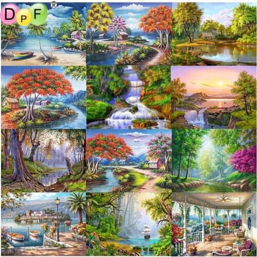 DPF 5D Round full Diamond Embroidery Needlework magic cube Diamond painting Cross Stitch Nature View diamond Mosaic decor crafts