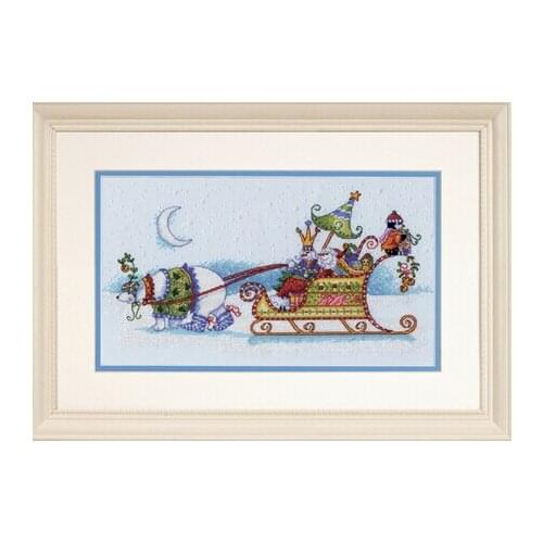 COTTON Free Delivery Top Quality Lovely Counted Cross Stitch Kit Snow Bear and Sleigh dim 08864 8864
