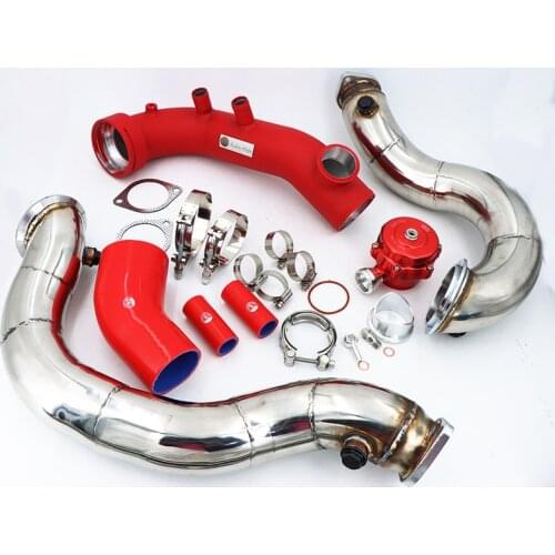 N54 3.0T E82 E88 E90 E92 E8X E9X 135i 335i Intake Turbo charge pipe Cooling kit + 50mm BOV +3'' Catless Downpipe