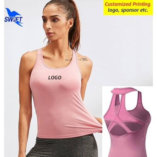 Customize LOGO Yoga Racerback Yoga Crop Tank Tops Women Workout Gym Fitness Vest Breathable Running Sports Sleeveless Shirts